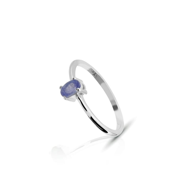 Srebrny pierścionek z tanzanitem 5×3 mm, srebro 925 rodowane