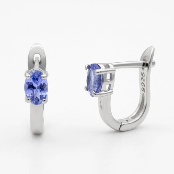 Kolczyki z tanzanitem 6x4mm