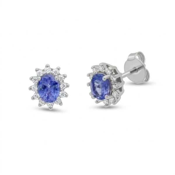 Kolczyki z tanzanitem 5x4 mm karmazycja srebro 925