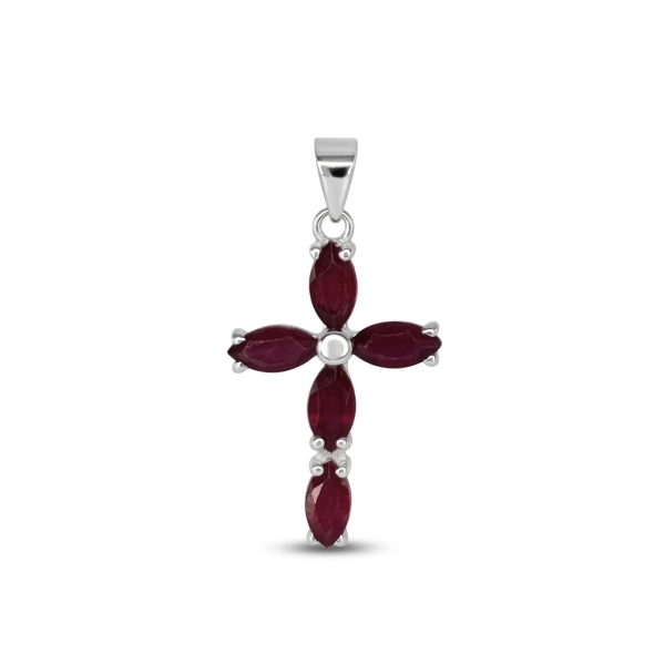 Srebrny krzyżyk z rubinami naturalnymi