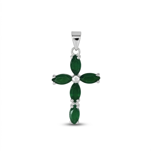 Srebrny krzyżyk ze szmaragdami