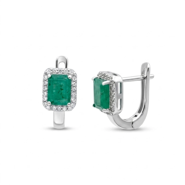 Kolczyki z prostokątnym szmaragdem 