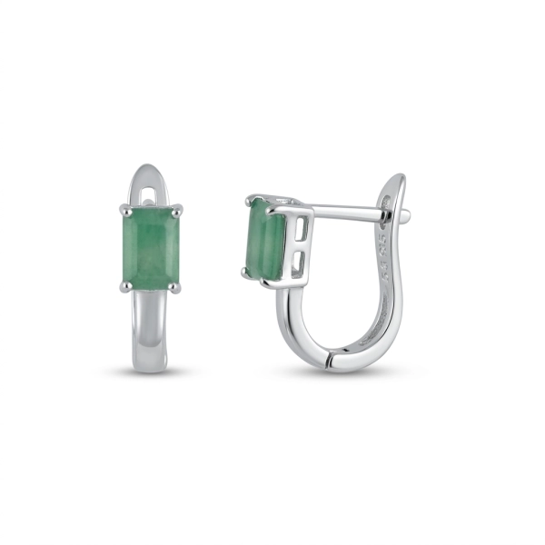 Kolczyki srebrne ze szmaragdem • Emerald Cut 6×4 mm