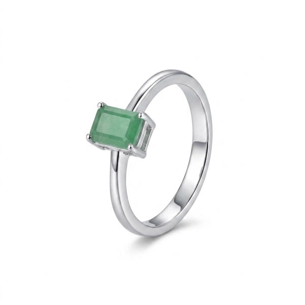 Pierścionek srebrny ze szmaragdem • Emerald Cut 6×4 mm