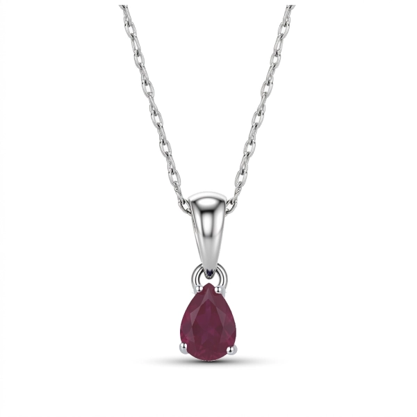 Naszyjnik srebrny z rubinem 7×5 mm – Ogień Elegancji