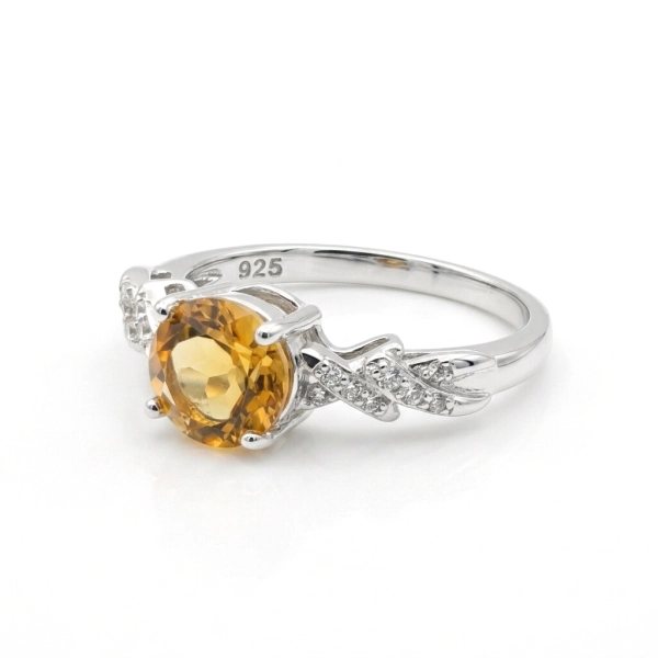 Pierścionek z naturalnym cytrynem 7 mm – Blask Słońca