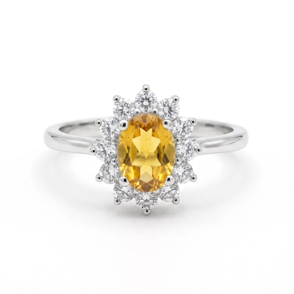 Pierścionek srebrny z cytrynem Słoneczny Amulet