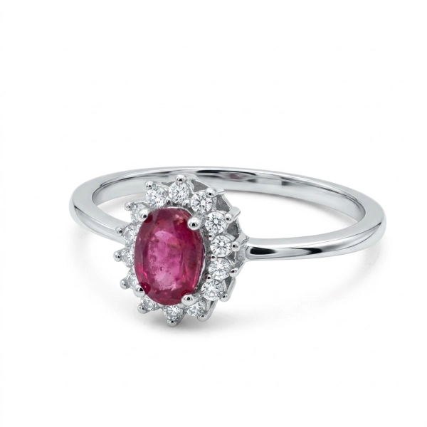 Srebrny pierścionek z naturalnym rubinem Karminowa Rosa Premium