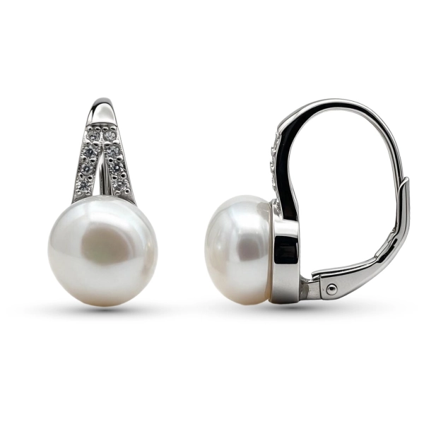 Srebrne kolczyki z perłą naturalną - bigiel 8mm Biała Harmonia