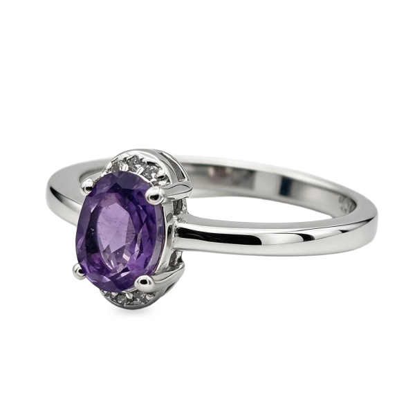 Pierścionek srebrny z naturalnym ametystem – Amethyst Elegance
