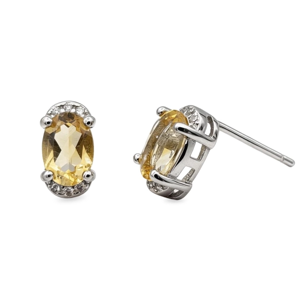 Kolczyki srebrne z naturalnym cytrynem – Citrine Elegance