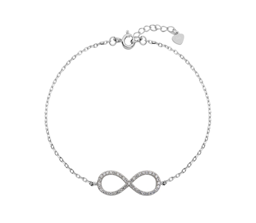 Srebrna bransoletka z nieskończonością i cyrkoniami