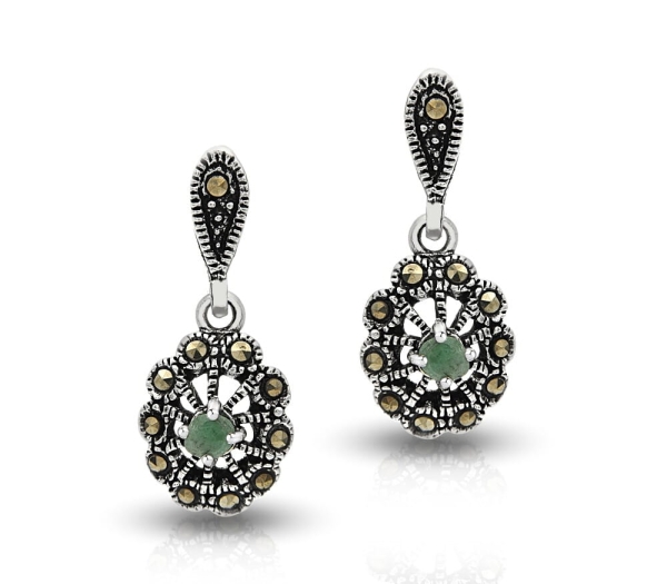 Kolczyki łapacze snów ze szmaragdami