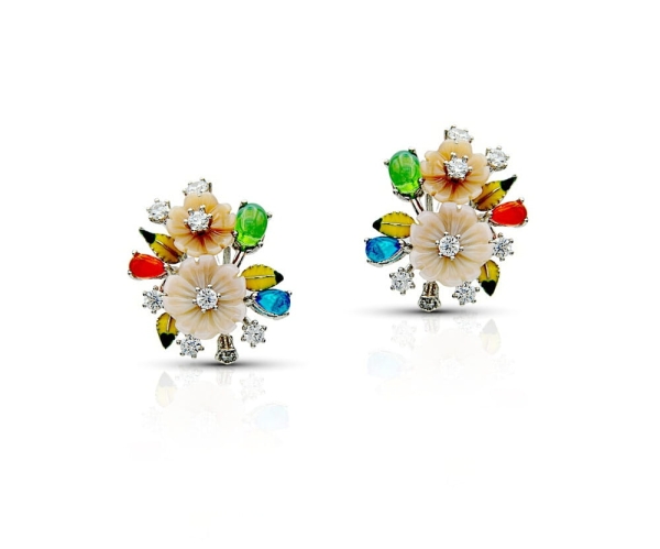 Kolczyki kwiaty z opalami naturalnymi